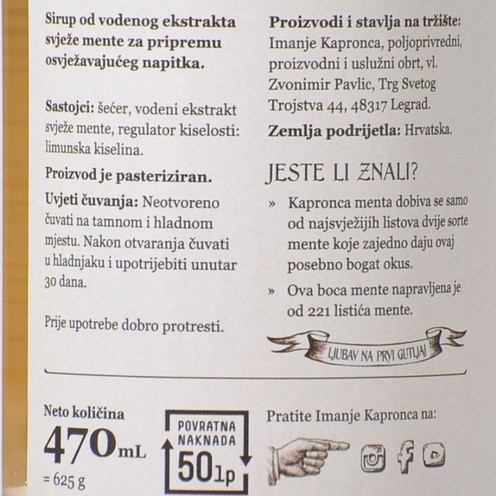 Sirup od mente 470 ml