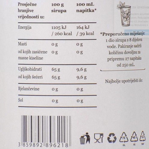 Sirup od mente 470 ml