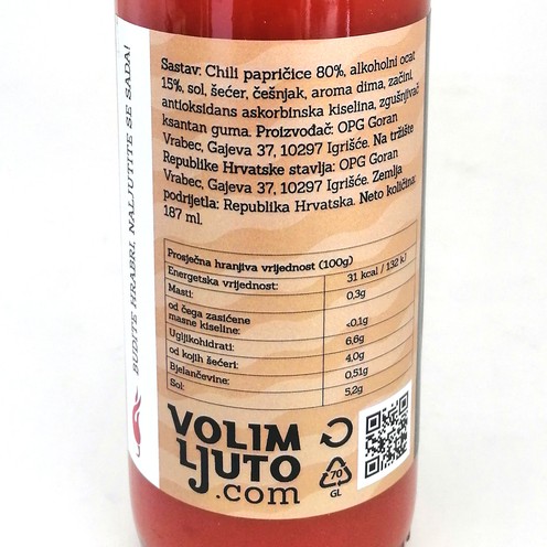 Ljuti umak Vrabasco Smoked 187 ml
